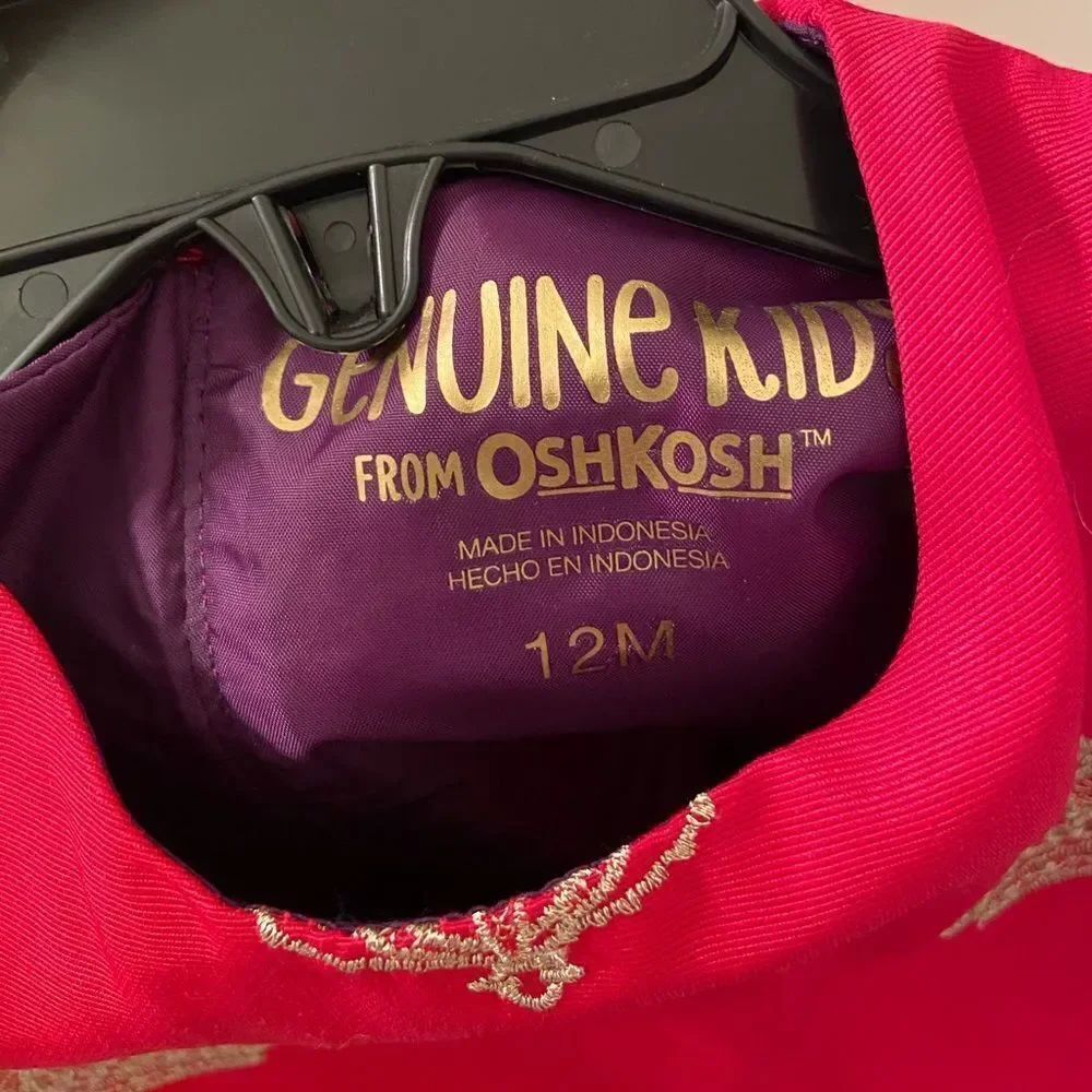 Genuine Kids from OshKosh Girls Red Purple Tulle Crown Dress Size 12 Months